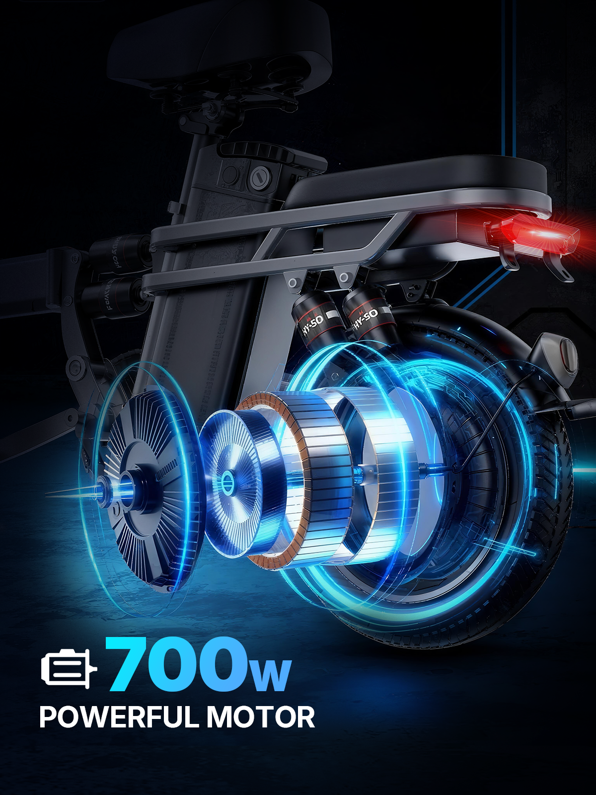 PASLDA Folding Electric Bike for Adults 48V 15Ah Battery 14"/20" Wheels 500W Motor 20MPH Speed 30 Miles Range Multi-Shock Absorption Compact Commuter E-Bike