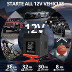 PASLDA FallFreshness 2025 Car Jump Starter & Air Pump 4000A 150PSI Power Bank LED Light Smart Cordless Inflator with LCD Display for Autos & Vehicles