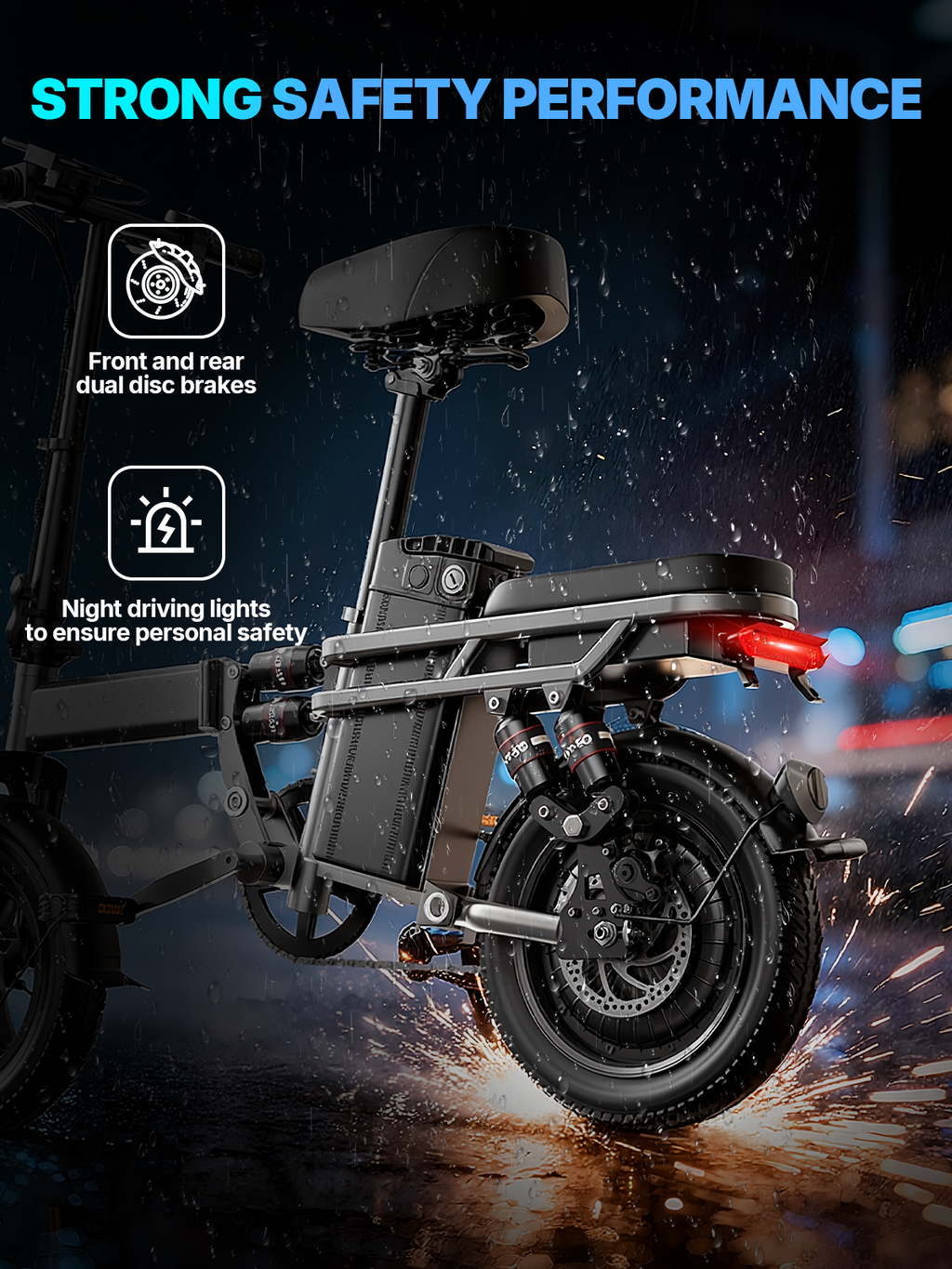 PASLDA Folding Electric Bike for Adults 48V 15Ah Battery 14"/20" Wheels 500W Motor 20MPH Speed 30 Miles Range Multi-Shock Absorption Compact Commuter E-Bike