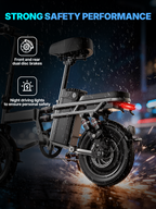 PASLDA Folding Electric Bike for Adults 48V 15Ah Battery 14"/20" Wheels 500W Motor 20MPH Speed 30 Miles Range Multi-Shock Absorption Compact Commuter E-Bike