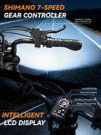 PASLDA 1500W Peak Power All-Terrain Electric Bike with 48V 15.6AH Removable Battery, 7-Speed Shifting, Fat Tire Off-Road Electric Moped, LCD Smart Display, Fast Charging, and BMS Battery Protection.