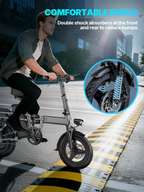 PASLDA Folding Electric Bike for Adults 48V 15Ah Battery 14"/20" Wheels 500W Motor 20MPH Speed 30 Miles Range Multi-Shock Absorption Compact Commuter E-Bike