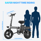 PASLDA Folding Electric Bike for Adults 48V 15Ah Battery 14"/20" Wheels 500W Motor 20MPH Speed 30 Miles Range Multi-Shock Absorption Compact Commuter E-Bike