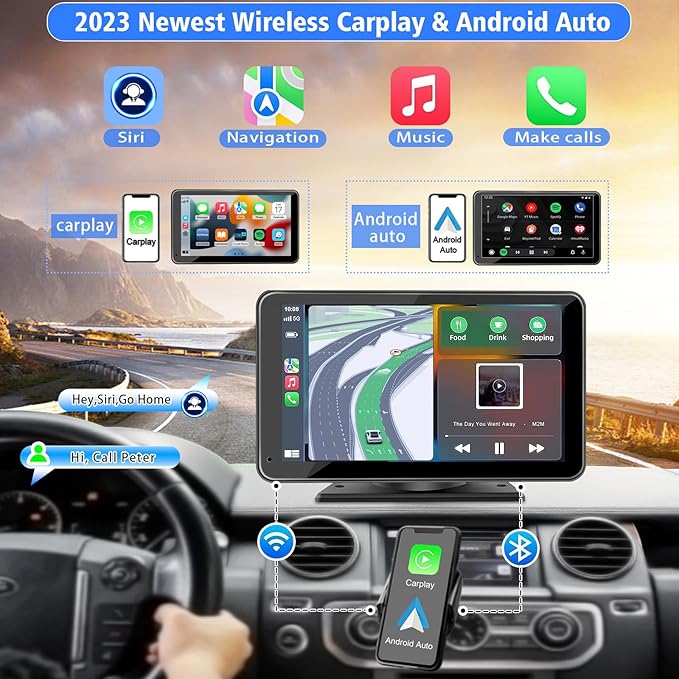 PASLDA Wireless CarPlay Screen – America's Largest Choice, HD Touchscreen, Bluetooth 5.2, Mirror Link & Backup Camera for iPhone/Android