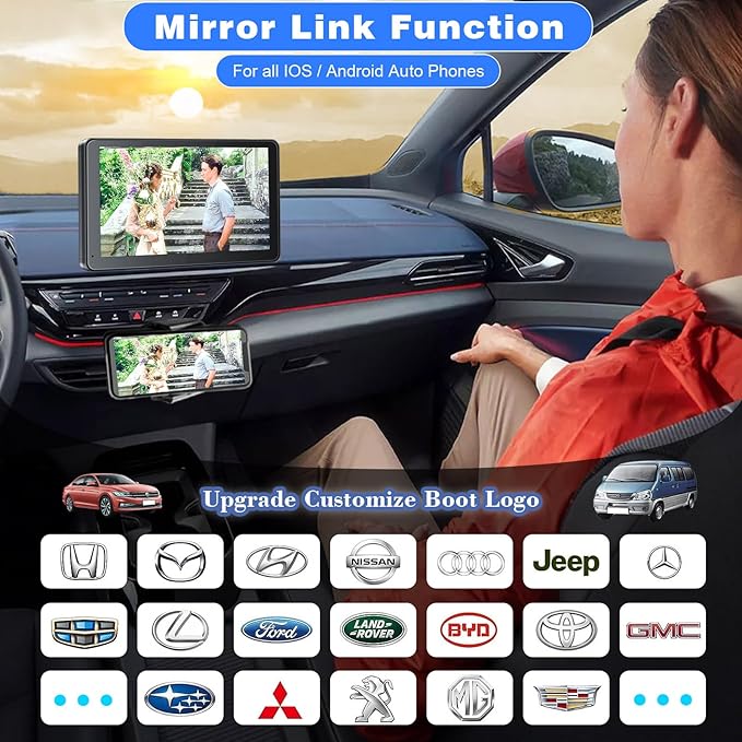 PASLDA Wireless CarPlay Screen – America's Largest Choice, HD Touchscreen, Bluetooth 5.2, Mirror Link & Backup Camera for iPhone/Android