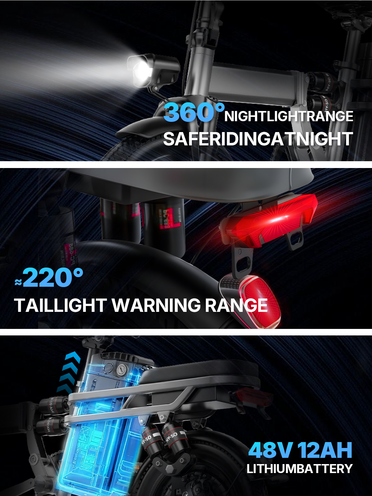 PASLDA Folding Electric Bike for Adults 48V 15Ah Battery 14"/20" Wheels 500W Motor 20MPH Speed 30 Miles Range Multi-Shock Absorption Compact Commuter E-Bike